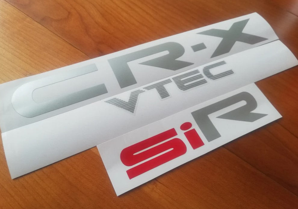 CR-X - ED / EF / EE - "CR-X Vtec" + "SiR" - Decal Fits 88-91 CIVIC CRX Rear
