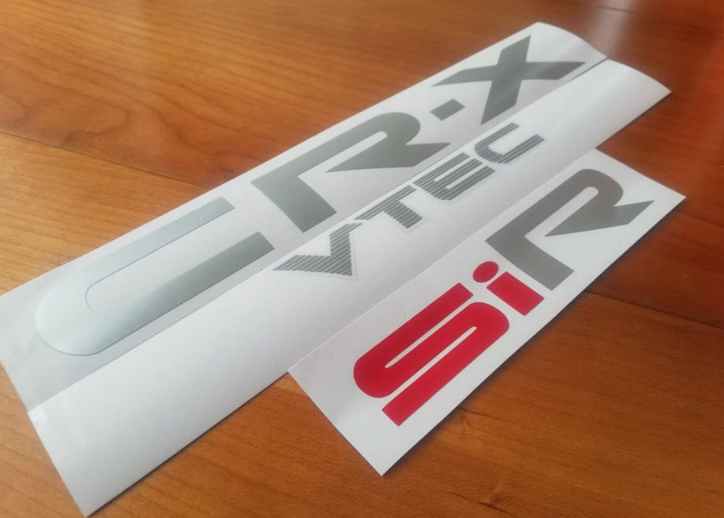 CR-X - ED / EF / EE - "CR-X Vtec" + "SiR" - Decal Fits 88-91 CIVIC CRX Rear
