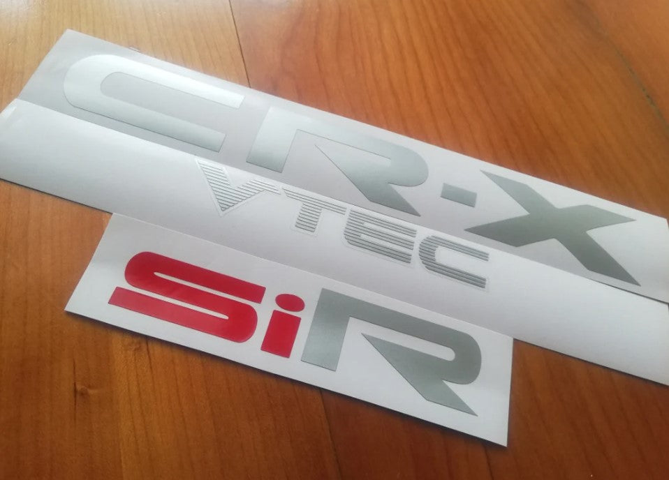 CR-X - ED / EF / EE - "CR-X Vtec" + "SiR" - Decal Fits 88-91 CIVIC CRX Rear