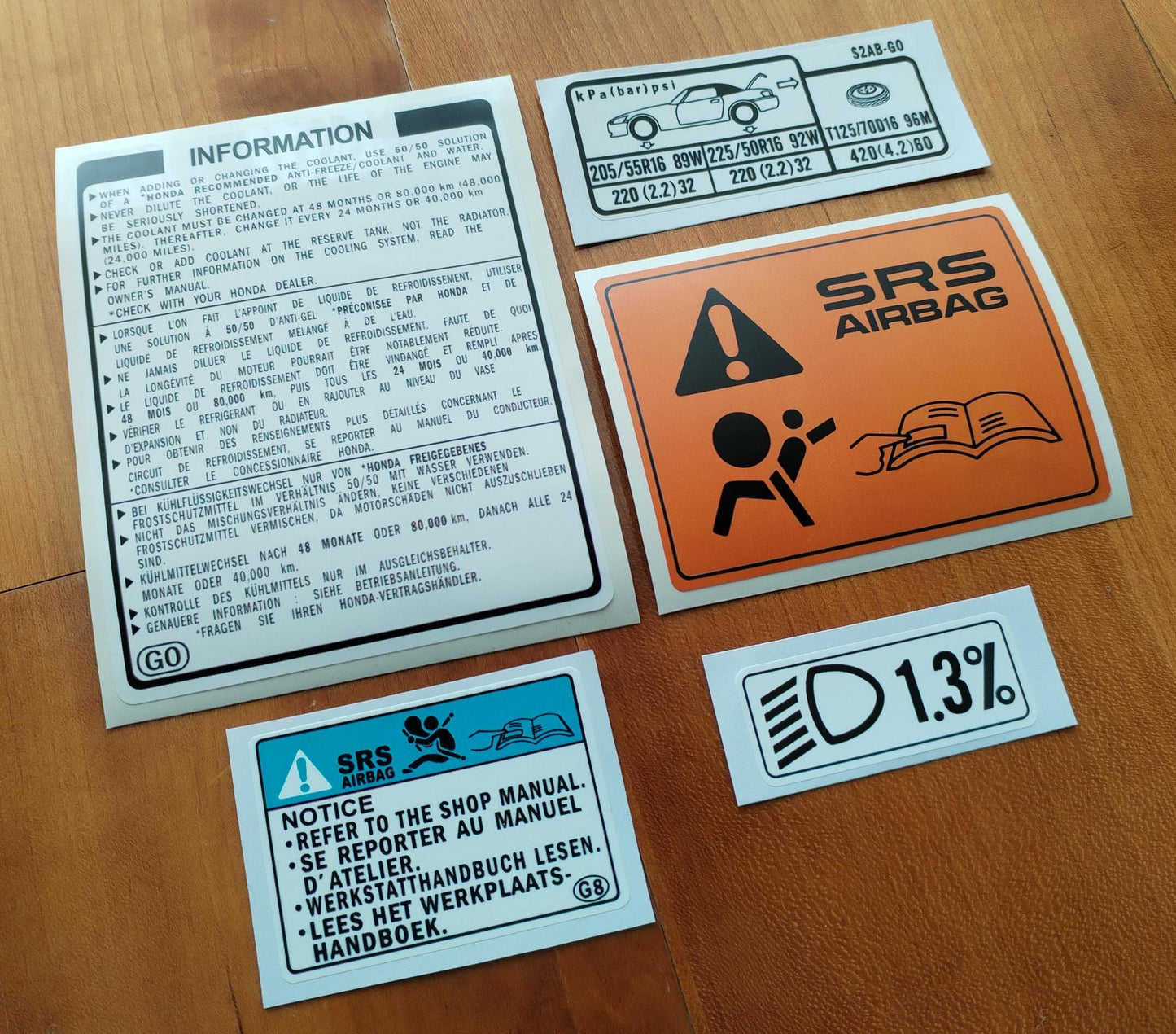 s2000 F20C - Fits s2k Interior Bonnet Tyre Sticker - Aftermarket Decal