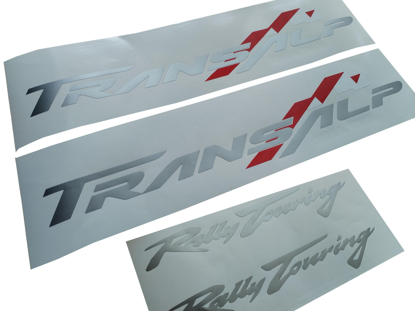 Decals Transalp (White/Red/Silver) - Fits Rally Touring - Motorcycle - Bike - Stickers Kit