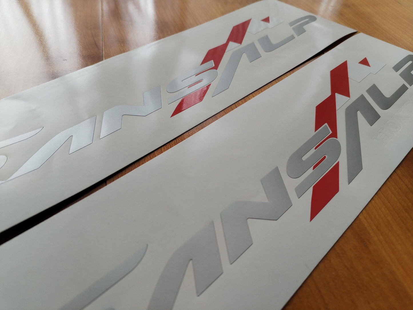 Decals Transalp (White/Red/Silver) - Fits Rally Touring - Motorcycle - Bike - Stickers Kit