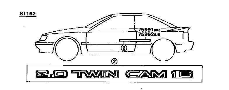 Celica ST162 4th Gen Side Decal - 2.0 Twin Cam 16 - Sticker Aftermarket