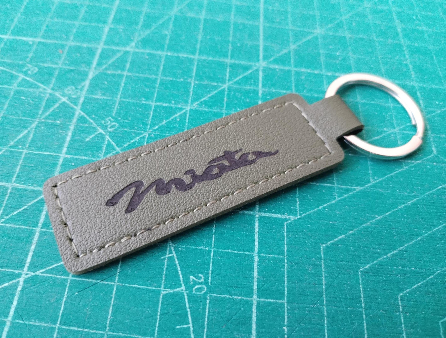 MX5 Miata Keychain - Laser Engraved Leather - MX-5 Keyring