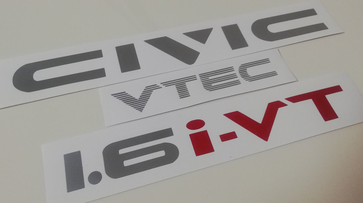 Civic Vtec iVT - 1.6i-VT - Fits Civic ED9 / ED8 / EE9 - Rear Reproduction Decal