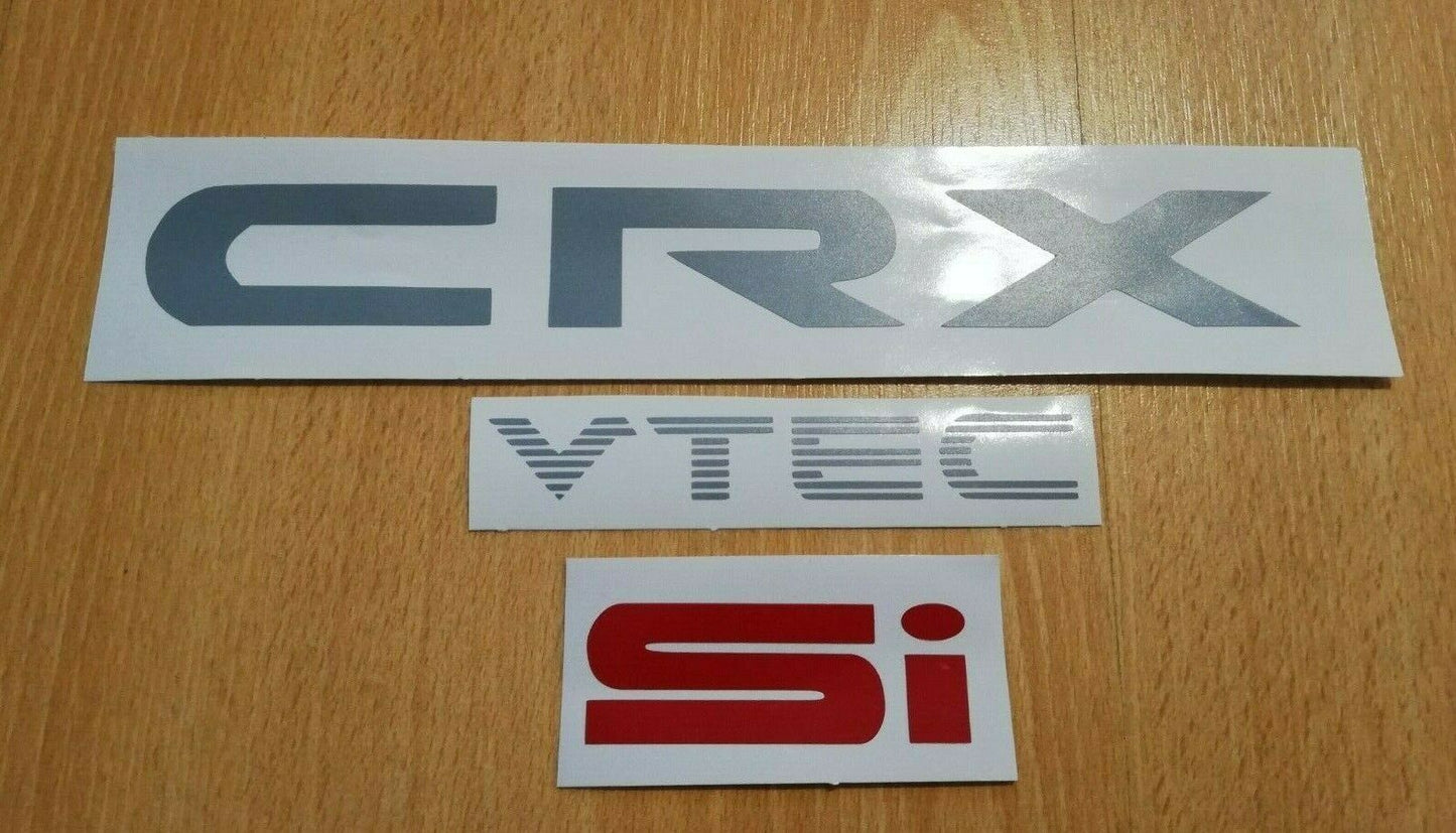 CRX - ED / EF / EE - "CRX Vtec" + "Si" Decal - Fits 88-91 CIVIC CRX REAR