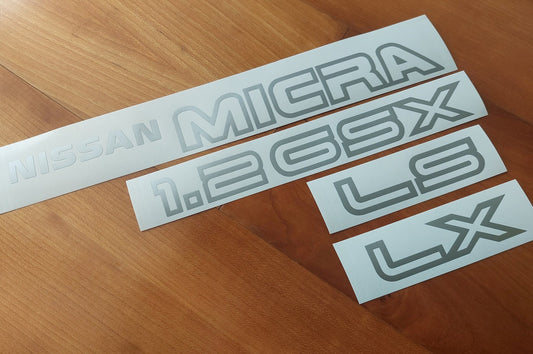 Micra K10 LX LS GSX Rear Decals - Fits MK1 1.2 1.0 - Reproduction Stickers