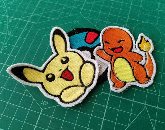Patch Cute Pokemon - Charmander Bulbasaur Squirtle Pikachu Pokeball Embroided Patch Gift Collectibles