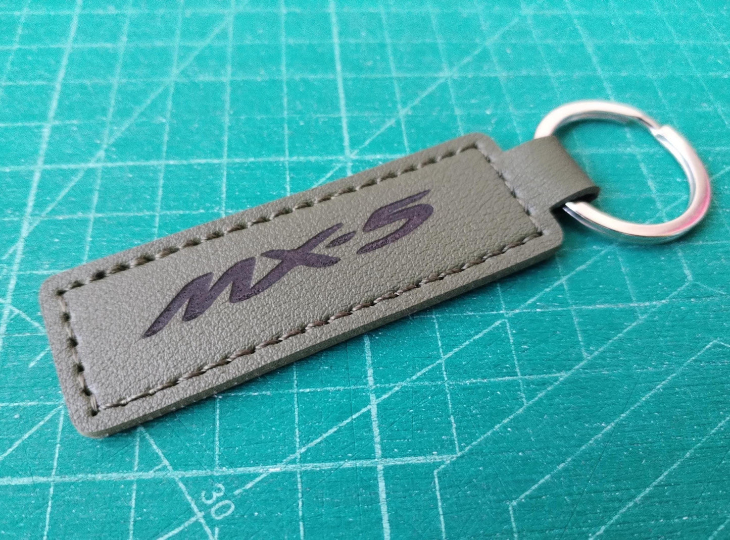 MX5 Miata Keychain - Laser Engraved Leather - MX-5 Keyring