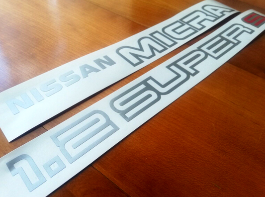 Micra 1.2 Super S Rear Decals - Fits MK1 K10 SuperS - Reproduction Stickers