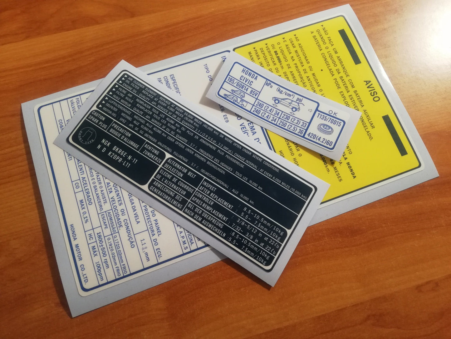 CRX Civic 88-91 Spec Decals - Fits B16 B16a1 IVT Specification Decals - Reproduction Sticker