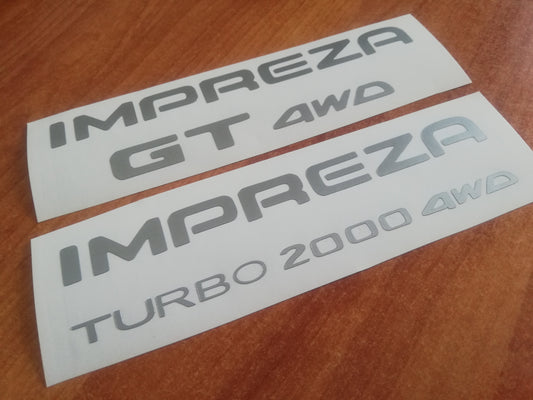 GT 4WD 2000 Impreza - Fits Impreza GT GC8 92-01 Rear Decal - Reproduction Sticker