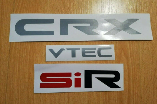 CRX - ED / EF / EE - "CRX Vtec" + "SiR" Decal - Fits 88-91 CIVIC CRX Rear