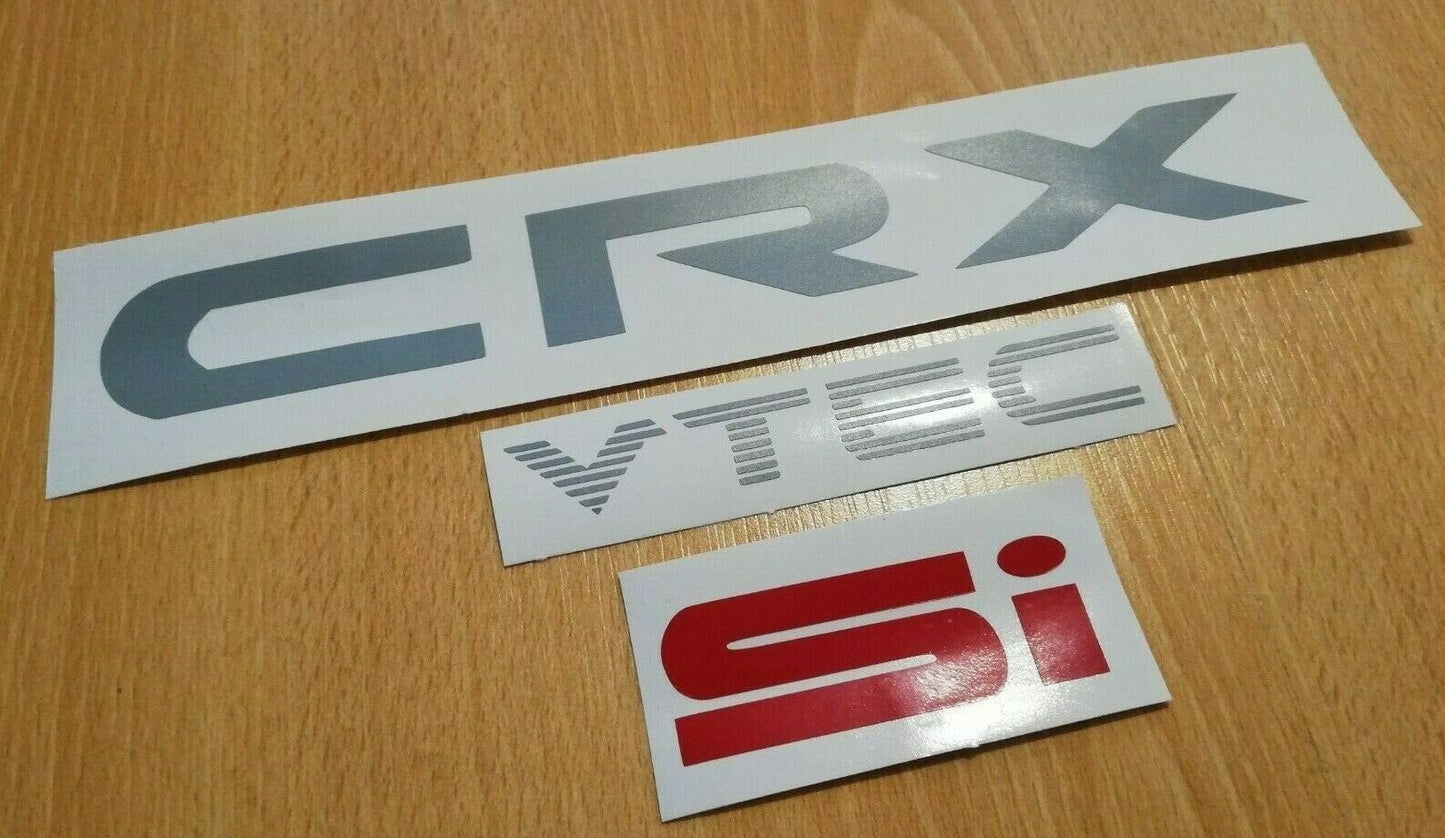 CRX - ED / EF / EE - "CRX Vtec" + "Si" Decal - Fits 88-91 CIVIC CRX REAR